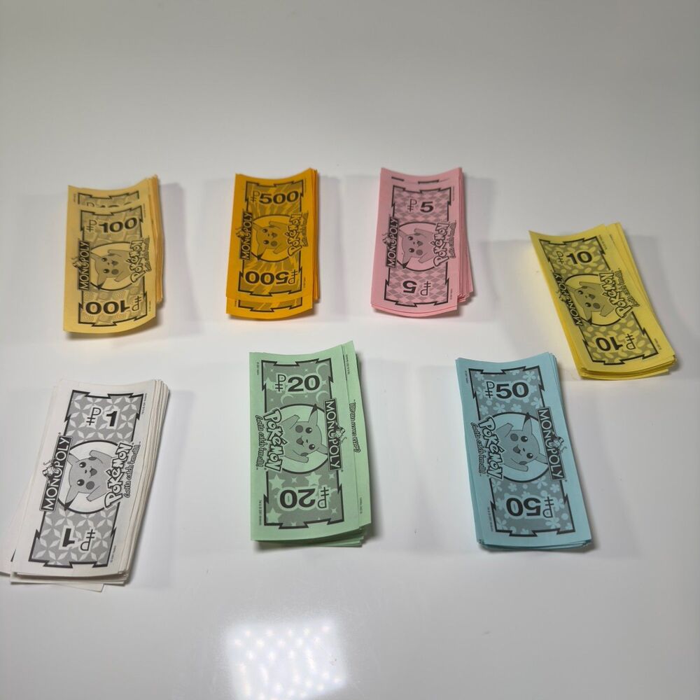 Pokémon Monopoly Collector's Edition Game Hasbro Gold & Silver 2001 Money Bills